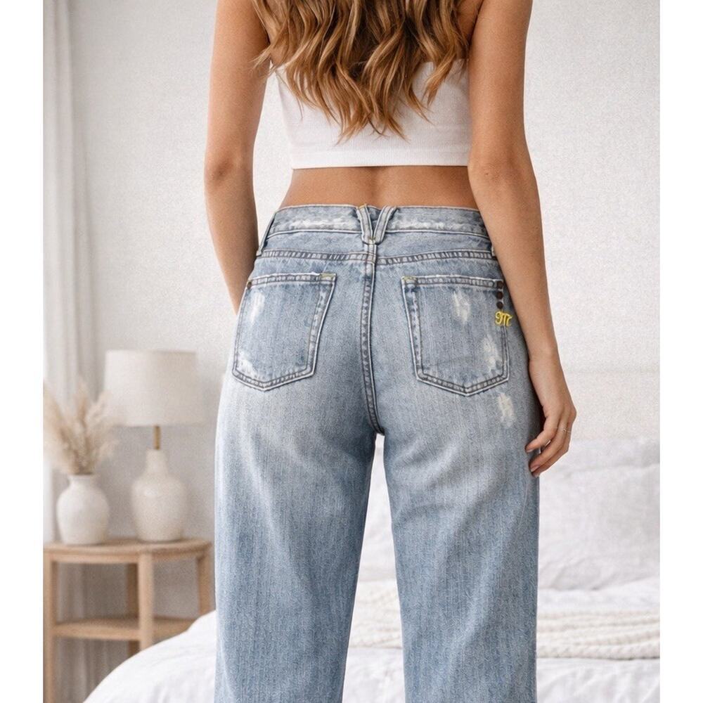 Y2K Vintage MISS ME Low Rise Cypress Crop Distressed Jeans Light Wash Sz 26
